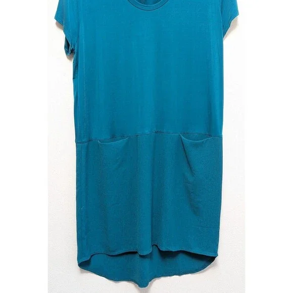 Anthropologie Dolan Left Coast Shift Dress Cupro Poly Knit Green Teal Sz 14 - Picture 3 of 5
